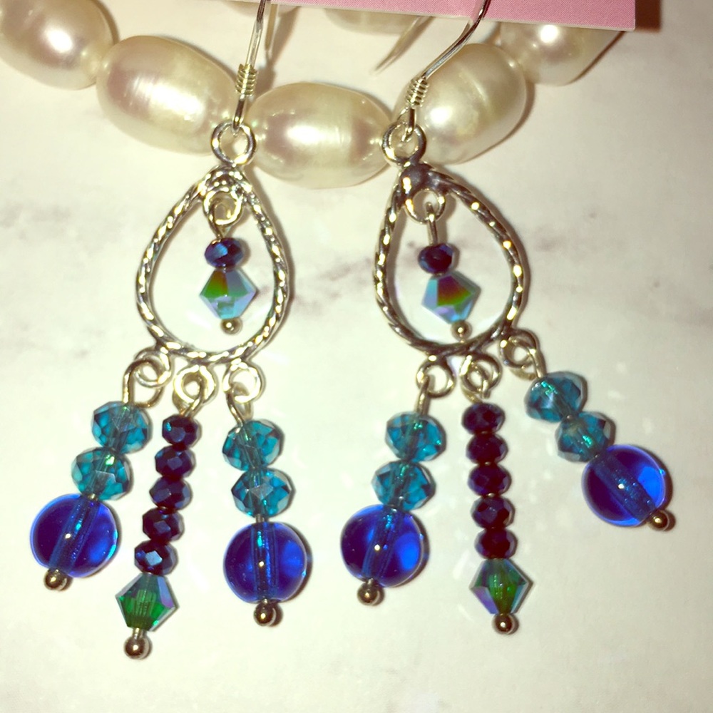New Sterling silver & Swarovski crystal earrings - Picture 6 of 8